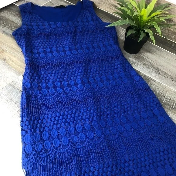 Tiana B Royal Blue Laced Fully Lined Dress Size S - Picture 5 of 8